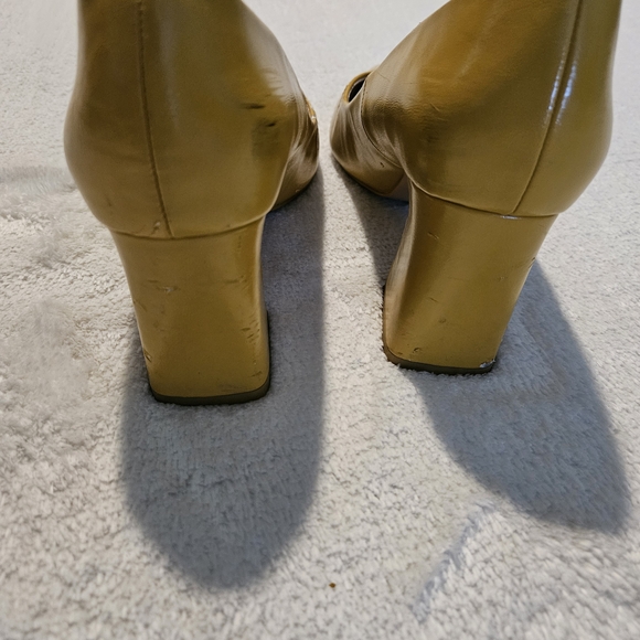 Zara Yellow Block Heels Size 9 Office Chunky Minimalist Retro Y2K Office Casual - Picture 7 of 10